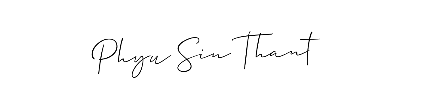 Design your own signature with our free online signature maker. With this signature software, you can create a handwritten (Allison_Script) signature for name Phyu Sin Thant. Phyu Sin Thant signature style 2 images and pictures png