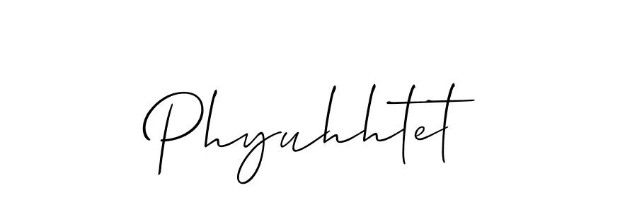 Use a signature maker to create a handwritten signature online. With this signature software, you can design (Allison_Script) your own signature for name Phyuhhtet. Phyuhhtet signature style 2 images and pictures png