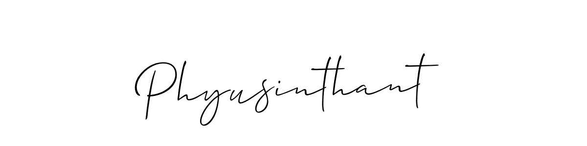 Make a beautiful signature design for name Phyusinthant. With this signature (Allison_Script) style, you can create a handwritten signature for free. Phyusinthant signature style 2 images and pictures png