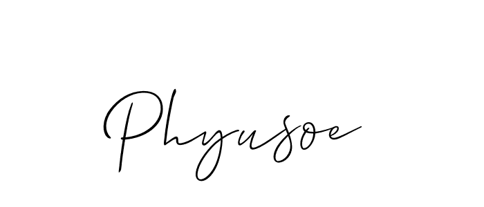 How to make Phyusoe signature? Allison_Script is a professional autograph style. Create handwritten signature for Phyusoe name. Phyusoe signature style 2 images and pictures png