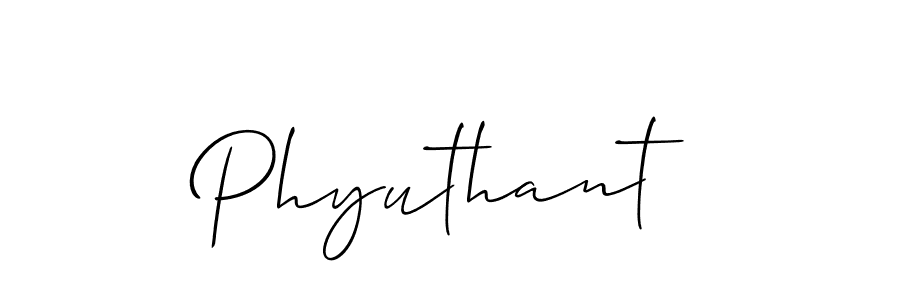 Design your own signature with our free online signature maker. With this signature software, you can create a handwritten (Allison_Script) signature for name Phyuthant. Phyuthant signature style 2 images and pictures png