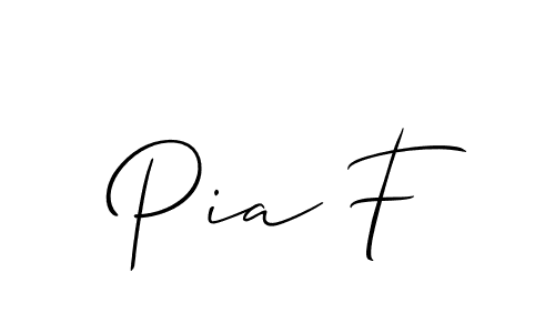 Also You can easily find your signature by using the search form. We will create Pia F name handwritten signature images for you free of cost using Allison_Script sign style. Pia F signature style 2 images and pictures png
