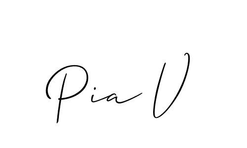 Make a beautiful signature design for name Pia V. With this signature (Allison_Script) style, you can create a handwritten signature for free. Pia V signature style 2 images and pictures png