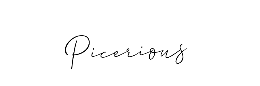 The best way (Allison_Script) to make a short signature is to pick only two or three words in your name. The name Picerious include a total of six letters. For converting this name. Picerious signature style 2 images and pictures png