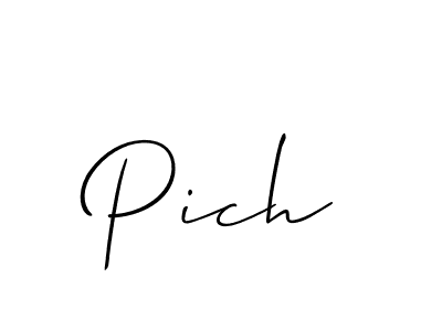 Make a beautiful signature design for name Pich. With this signature (Allison_Script) style, you can create a handwritten signature for free. Pich signature style 2 images and pictures png