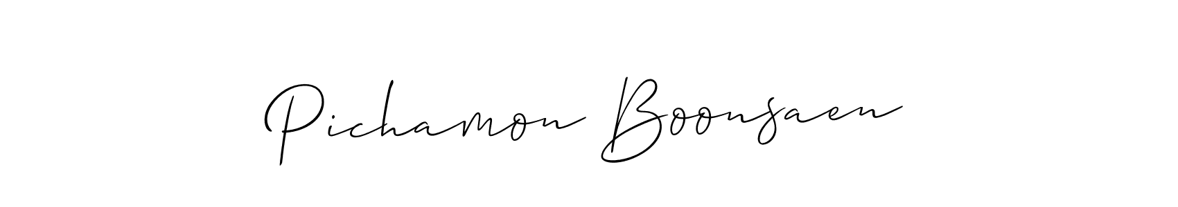 Check out images of Autograph of Pichamon Boonsaen name. Actor Pichamon Boonsaen Signature Style. Allison_Script is a professional sign style online. Pichamon Boonsaen signature style 2 images and pictures png