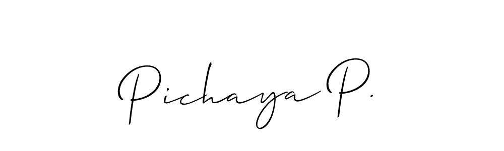 This is the best signature style for the Pichaya P. name. Also you like these signature font (Allison_Script). Mix name signature. Pichaya P. signature style 2 images and pictures png