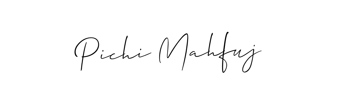 How to make Pichi Mahfuj name signature. Use Allison_Script style for creating short signs online. This is the latest handwritten sign. Pichi Mahfuj signature style 2 images and pictures png
