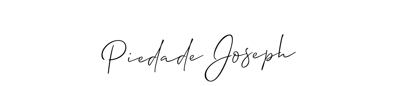 Make a short Piedade Joseph signature style. Manage your documents anywhere anytime using Allison_Script. Create and add eSignatures, submit forms, share and send files easily. Piedade Joseph signature style 2 images and pictures png