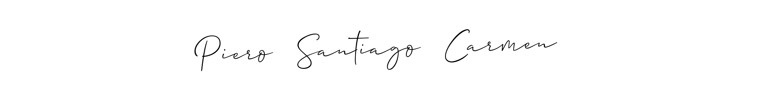 Create a beautiful signature design for name Piero   Santiago   Carmen. With this signature (Allison_Script) fonts, you can make a handwritten signature for free. Piero   Santiago   Carmen signature style 2 images and pictures png