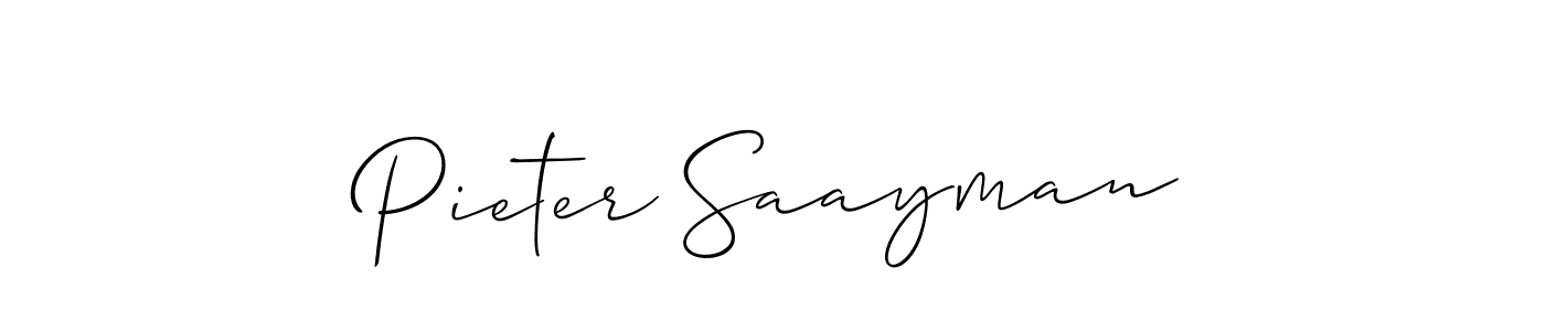 Also we have Pieter Saayman name is the best signature style. Create professional handwritten signature collection using Allison_Script autograph style. Pieter Saayman signature style 2 images and pictures png