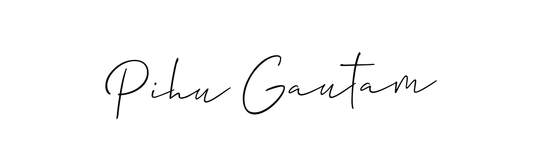 Similarly Allison_Script is the best handwritten signature design. Signature creator online .You can use it as an online autograph creator for name Pihu Gautam. Pihu Gautam signature style 2 images and pictures png