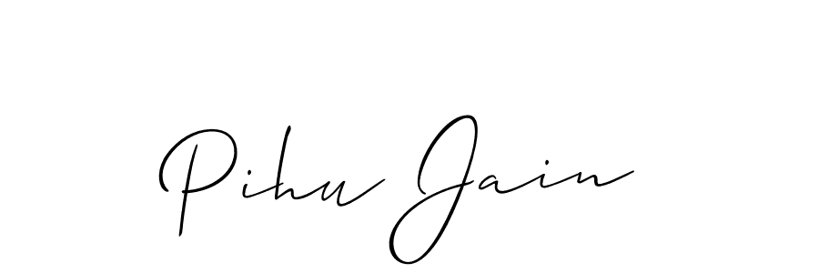 Make a beautiful signature design for name Pihu Jain. With this signature (Allison_Script) style, you can create a handwritten signature for free. Pihu Jain signature style 2 images and pictures png