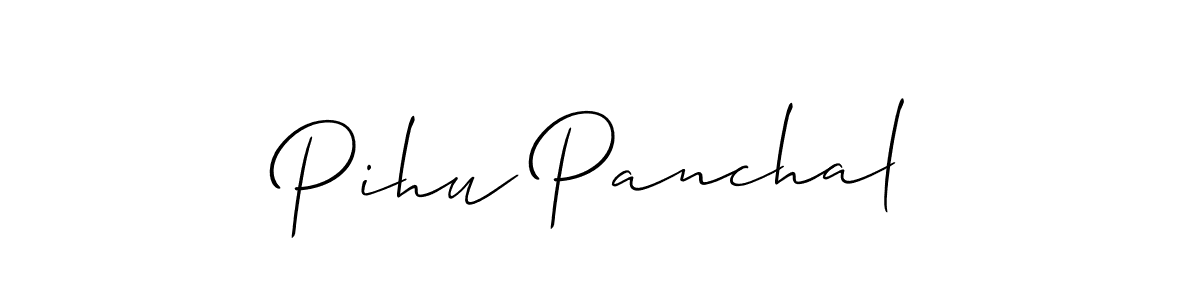 The best way (Allison_Script) to make a short signature is to pick only two or three words in your name. The name Pihu Panchal include a total of six letters. For converting this name. Pihu Panchal signature style 2 images and pictures png