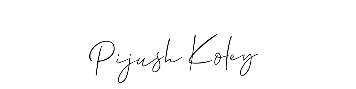 Make a beautiful signature design for name Pijush Koley. With this signature (Allison_Script) style, you can create a handwritten signature for free. Pijush Koley signature style 2 images and pictures png