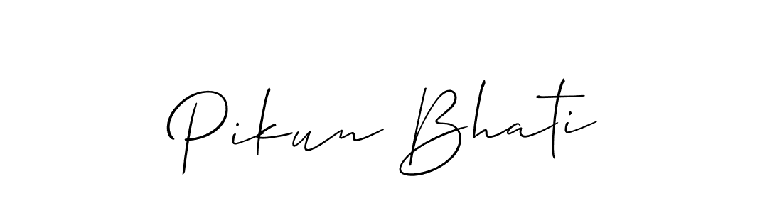 Create a beautiful signature design for name Pikun Bhati. With this signature (Allison_Script) fonts, you can make a handwritten signature for free. Pikun Bhati signature style 2 images and pictures png