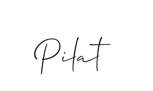 Use a signature maker to create a handwritten signature online. With this signature software, you can design (Allison_Script) your own signature for name Pilat. Pilat signature style 2 images and pictures png