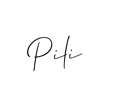 Make a beautiful signature design for name Pili. With this signature (Allison_Script) style, you can create a handwritten signature for free. Pili signature style 2 images and pictures png