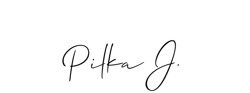 It looks lik you need a new signature style for name Pilka J.. Design unique handwritten (Allison_Script) signature with our free signature maker in just a few clicks. Pilka J. signature style 2 images and pictures png