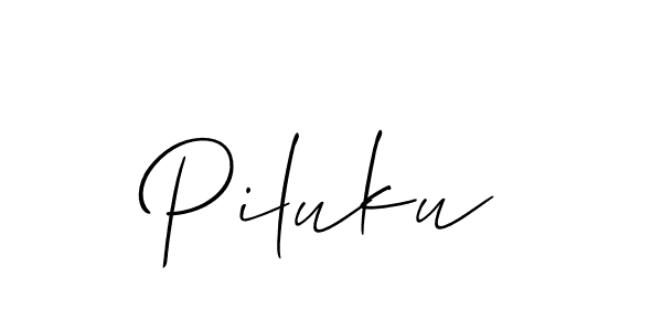 Make a beautiful signature design for name Piluku. With this signature (Allison_Script) style, you can create a handwritten signature for free. Piluku signature style 2 images and pictures png