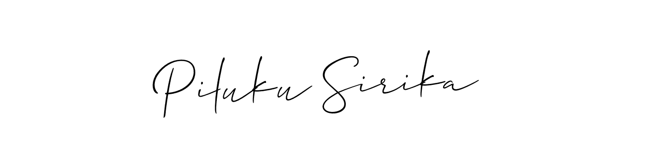 Create a beautiful signature design for name Piluku Sirika. With this signature (Allison_Script) fonts, you can make a handwritten signature for free. Piluku Sirika signature style 2 images and pictures png