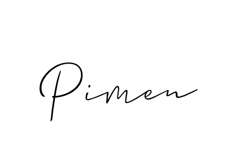 The best way (Allison_Script) to make a short signature is to pick only two or three words in your name. The name Pimen include a total of six letters. For converting this name. Pimen signature style 2 images and pictures png