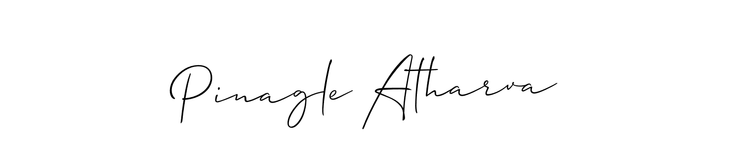 Also You can easily find your signature by using the search form. We will create Pinagle Atharva name handwritten signature images for you free of cost using Allison_Script sign style. Pinagle Atharva signature style 2 images and pictures png