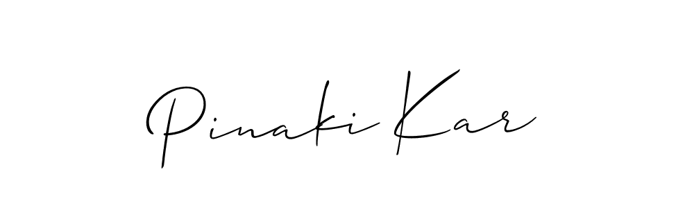 How to make Pinaki Kar name signature. Use Allison_Script style for creating short signs online. This is the latest handwritten sign. Pinaki Kar signature style 2 images and pictures png