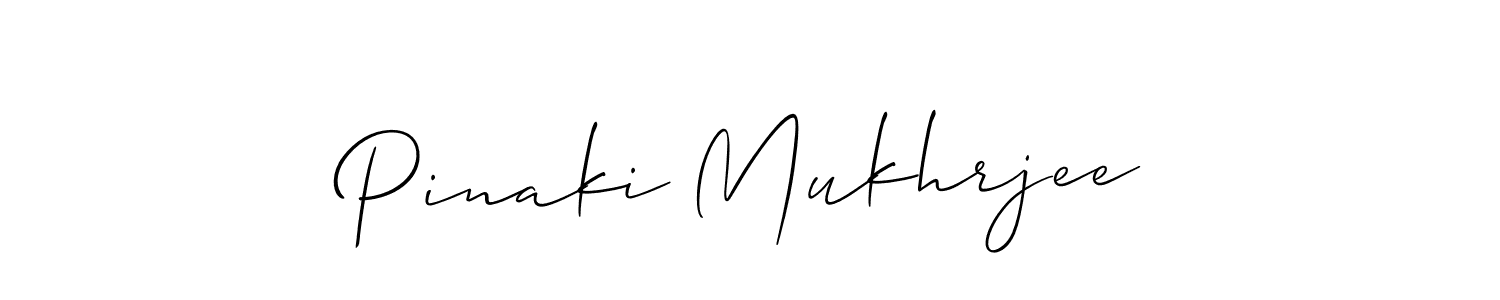 How to make Pinaki Mukhrjee name signature. Use Allison_Script style for creating short signs online. This is the latest handwritten sign. Pinaki Mukhrjee signature style 2 images and pictures png