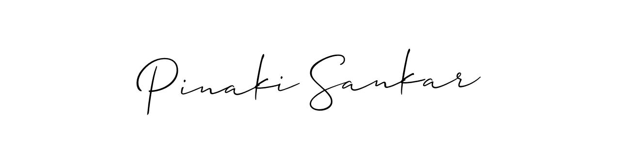 The best way (Allison_Script) to make a short signature is to pick only two or three words in your name. The name Pinaki Sankar include a total of six letters. For converting this name. Pinaki Sankar signature style 2 images and pictures png