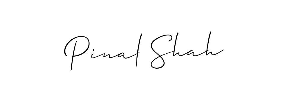 Create a beautiful signature design for name Pinal Shah. With this signature (Allison_Script) fonts, you can make a handwritten signature for free. Pinal Shah signature style 2 images and pictures png