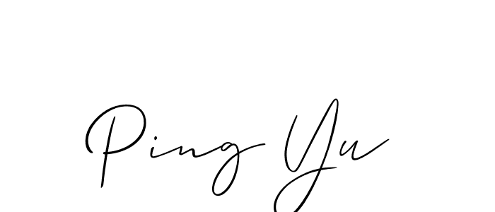 Similarly Allison_Script is the best handwritten signature design. Signature creator online .You can use it as an online autograph creator for name Ping Yu. Ping Yu signature style 2 images and pictures png