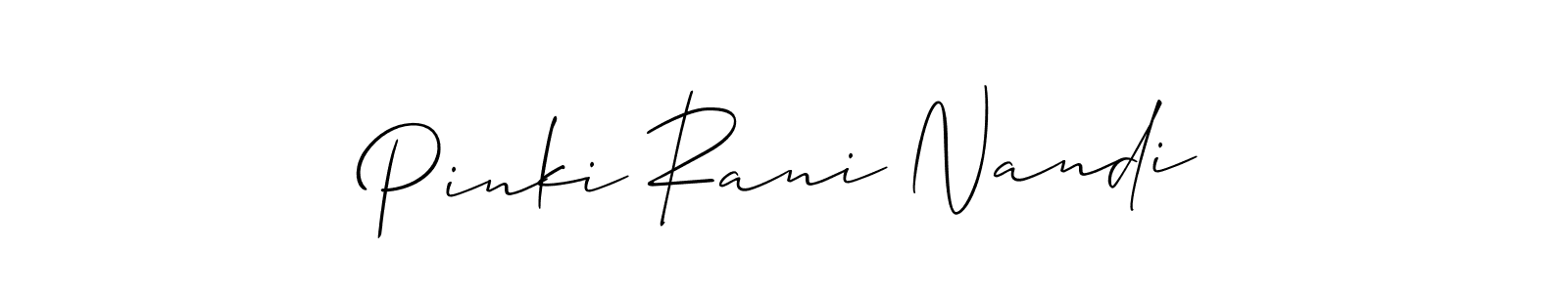 Similarly Allison_Script is the best handwritten signature design. Signature creator online .You can use it as an online autograph creator for name Pinki Rani Nandi. Pinki Rani Nandi signature style 2 images and pictures png