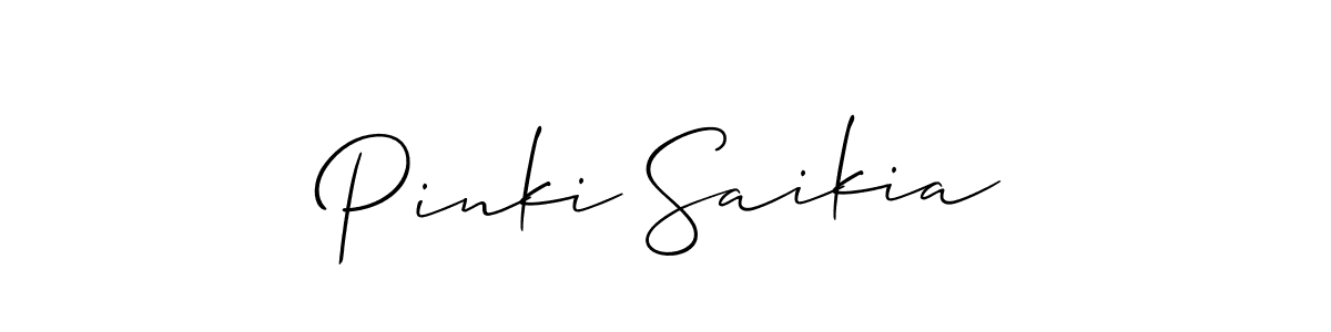 How to make Pinki Saikia name signature. Use Allison_Script style for creating short signs online. This is the latest handwritten sign. Pinki Saikia signature style 2 images and pictures png