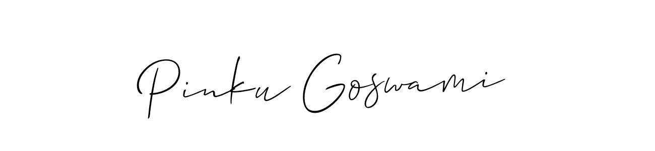 You should practise on your own different ways (Allison_Script) to write your name (Pinku Goswami) in signature. don't let someone else do it for you. Pinku Goswami signature style 2 images and pictures png