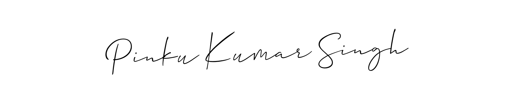 You should practise on your own different ways (Allison_Script) to write your name (Pinku Kumar Singh) in signature. don't let someone else do it for you. Pinku Kumar Singh signature style 2 images and pictures png