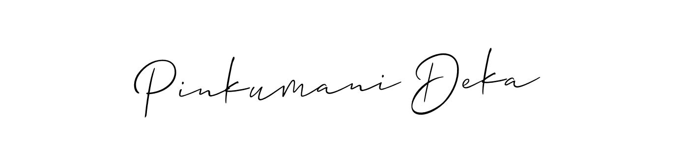 You should practise on your own different ways (Allison_Script) to write your name (Pinkumani Deka) in signature. don't let someone else do it for you. Pinkumani Deka signature style 2 images and pictures png