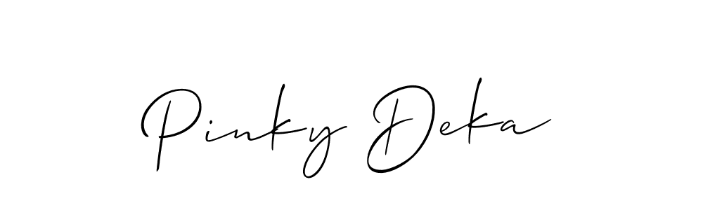 Allison_Script is a professional signature style that is perfect for those who want to add a touch of class to their signature. It is also a great choice for those who want to make their signature more unique. Get Pinky Deka name to fancy signature for free. Pinky Deka signature style 2 images and pictures png