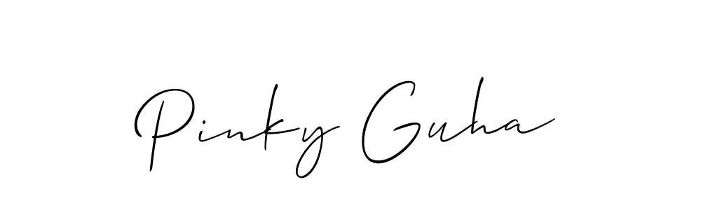 Allison_Script is a professional signature style that is perfect for those who want to add a touch of class to their signature. It is also a great choice for those who want to make their signature more unique. Get Pinky Guha name to fancy signature for free. Pinky Guha signature style 2 images and pictures png