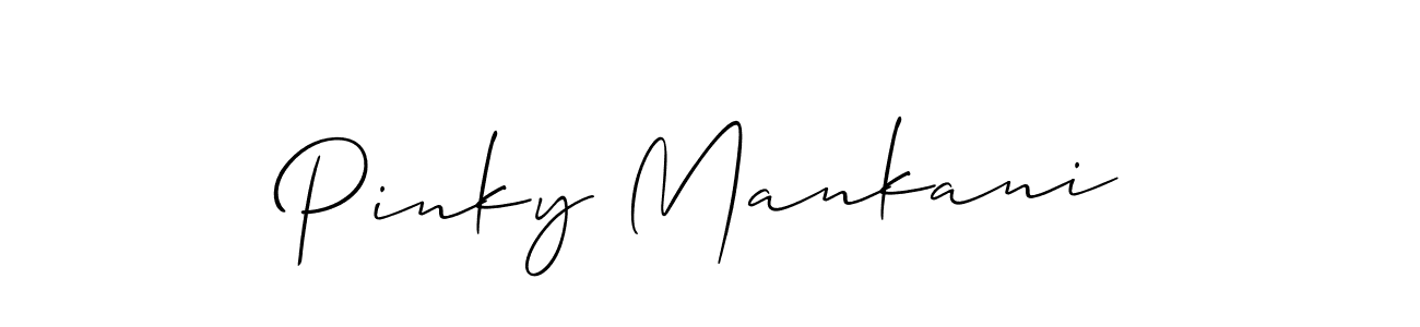 Create a beautiful signature design for name Pinky Mankani. With this signature (Allison_Script) fonts, you can make a handwritten signature for free. Pinky Mankani signature style 2 images and pictures png