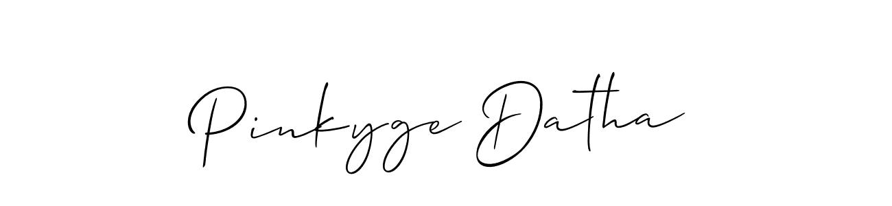 You should practise on your own different ways (Allison_Script) to write your name (Pinkyge Datha) in signature. don't let someone else do it for you. Pinkyge Datha signature style 2 images and pictures png