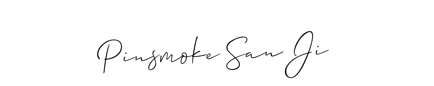 Allison_Script is a professional signature style that is perfect for those who want to add a touch of class to their signature. It is also a great choice for those who want to make their signature more unique. Get Pinsmoke San Ji name to fancy signature for free. Pinsmoke San Ji signature style 2 images and pictures png