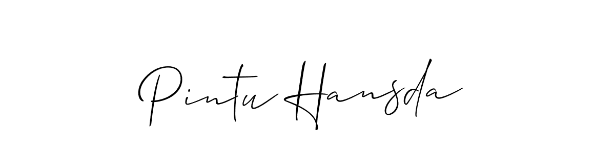 How to make Pintu Hansda name signature. Use Allison_Script style for creating short signs online. This is the latest handwritten sign. Pintu Hansda signature style 2 images and pictures png