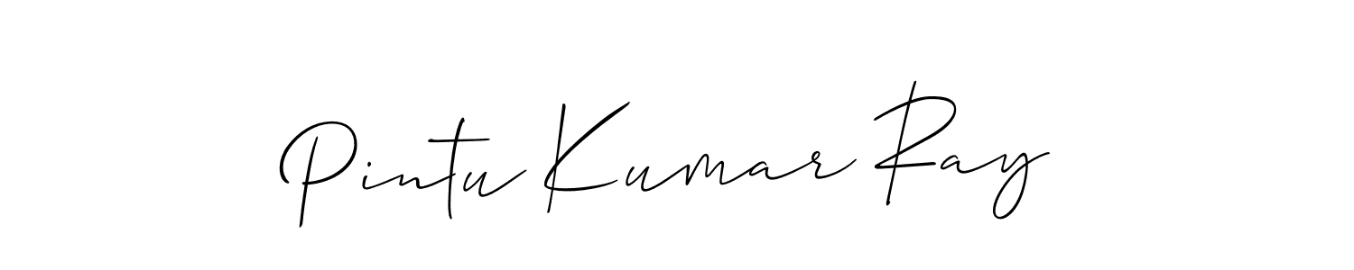 How to make Pintu Kumar Ray name signature. Use Allison_Script style for creating short signs online. This is the latest handwritten sign. Pintu Kumar Ray signature style 2 images and pictures png