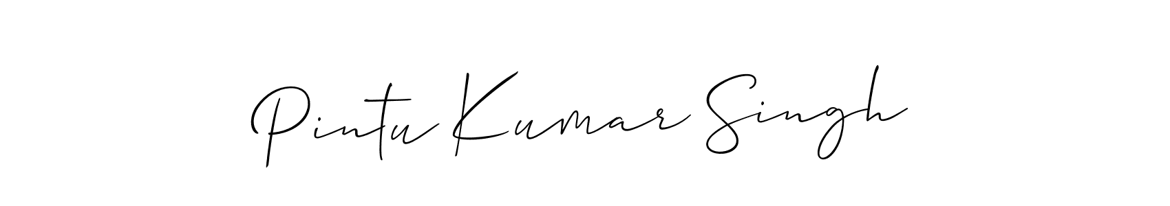 Also You can easily find your signature by using the search form. We will create Pintu Kumar Singh name handwritten signature images for you free of cost using Allison_Script sign style. Pintu Kumar Singh signature style 2 images and pictures png