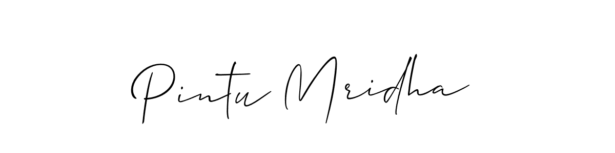 Make a beautiful signature design for name Pintu Mridha. With this signature (Allison_Script) style, you can create a handwritten signature for free. Pintu Mridha signature style 2 images and pictures png