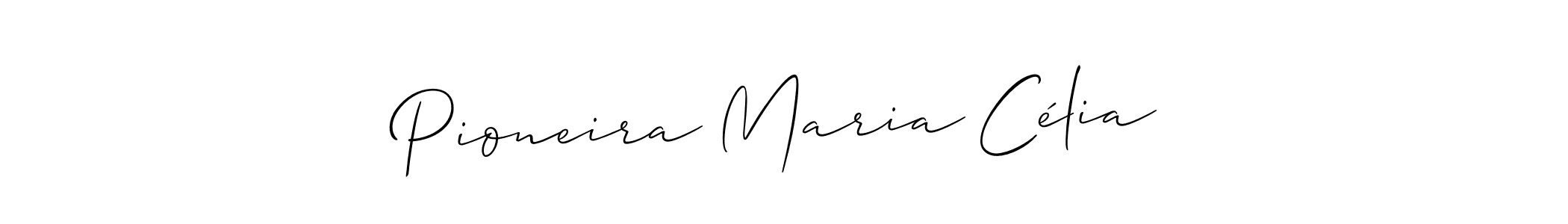 Similarly Allison_Script is the best handwritten signature design. Signature creator online .You can use it as an online autograph creator for name Pioneira Maria Célia. Pioneira Maria Célia signature style 2 images and pictures png