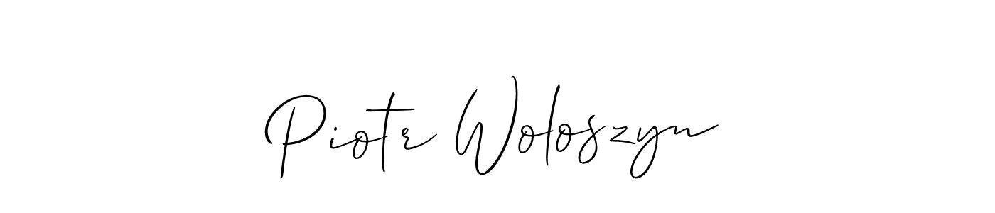 Make a beautiful signature design for name Piotr Woloszyn. With this signature (Allison_Script) style, you can create a handwritten signature for free. Piotr Woloszyn signature style 2 images and pictures png