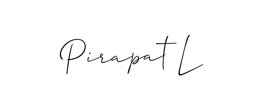 The best way (Allison_Script) to make a short signature is to pick only two or three words in your name. The name Pirapat L include a total of six letters. For converting this name. Pirapat L signature style 2 images and pictures png