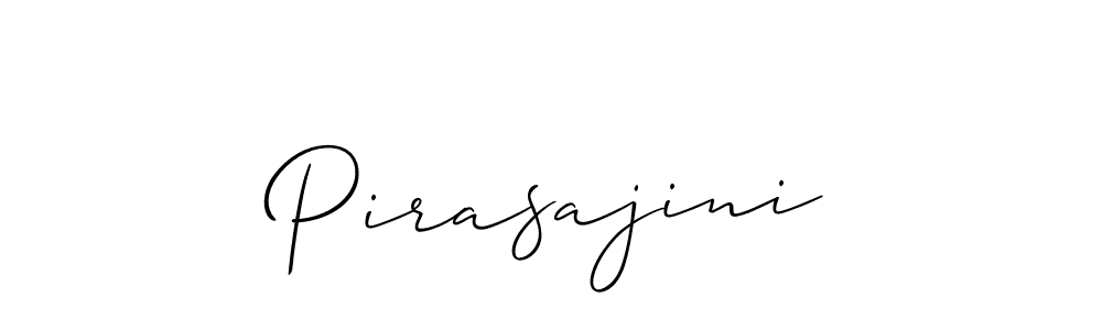 Make a beautiful signature design for name Pirasajini. With this signature (Allison_Script) style, you can create a handwritten signature for free. Pirasajini signature style 2 images and pictures png
